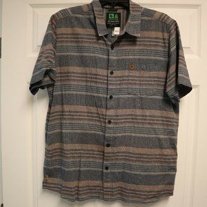 Carhartt Short Sleeve Button-Down Shirt in Blue and Brown Stripe
